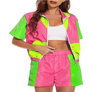 Ensemble 2 pièces Out door running set Zipper Top et short élastique Fitness Custom logo woven active set windbreak set - Product Image 3