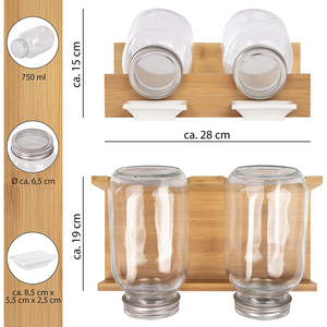 Bandeja de germinación de bambú, kit de tarro de <span class=keywords><strong>semillas</strong></span> de germinación, juego de vidrio, soporte de planta de drenaje, estación de propagación, estante de madera - Product Image 2