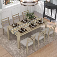 VENTE FLASH - Ensemble de table à manger en bois moderne avec 6 chaises, meubles de salle à manger, table à manger d'intérieur, prix bas