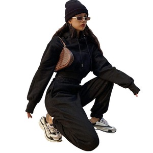 Nuevo estilo, logotipo personalizado, Sudadera con capucha de lana de manga larga de invierno de longitud regular sólida informal para mujer, pantalones apilados para correr - Product Image 3