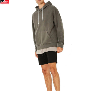 Sudadera con Capucha Extra Grande para Hombre, Color Gris Sólido, 100% Algodón, Felpa Francesa, Ropa Casual de Otoño - Product Image 5