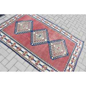 Alfombra Vintage de 3.8x6 pies, Alfombra Turca, Alfombra de Lana Roja Marroquí - Product Image 4