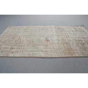 Vintage Turkish Rug, 2,8x5,4 ft Rug, <b>Brown</b> Gray Floral <b>Wool</b> Rug - Product Image 3