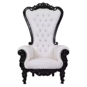 Chaises de trône reine et roi de luxe de qualité supérieure avec dossier haut meubles de salon et de banquet en bois massif pour événement de mariage - Product Image 1