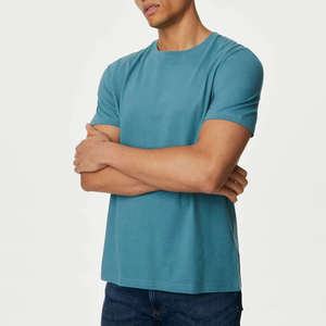 T-shirt en coton uni minimaliste pour homme, t-shirt basique, tissu lisse, OEM, étiquette privée - Product Image 5