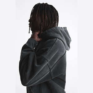 Survêtement Vintage poids lourd lavage à l'acide pour hommes Sun Faded Distress Sweat Suit Drop Shoulder Hoodie Flare Pant Imprimé Plus Size - Product Image 6