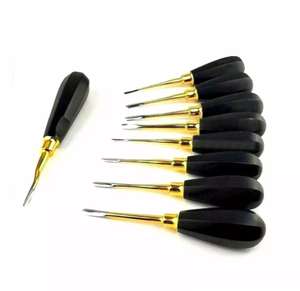 Elevadores Dentales Manuales de Acero Inoxidable Dorado y Negro de 5 Piezas, Alta Calidad, Certificación CE, Duraderos, Profesionales, Clase II Quirúrgicos - Product Image 4