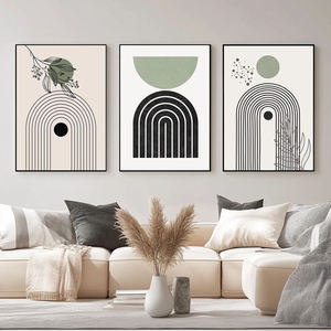 Salon décor Nodic toile impression minimaliste plante photo 3 pièces vert peinture géométrique Boho mur Art - Product Image 1