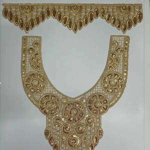 Patchs de broderie à paillettes majestueuses pour vêtements indiens robe Saree Kurti Blouse couture élégant filet tissu col brodé - Product Image 1