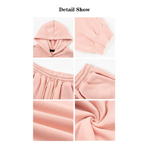 Survêtement d'hiver en molleton 100% coton pour femmes, à capuche, 2 pièces, coupe classique, sur mesure, OEM, vente en gros - Product Image 6