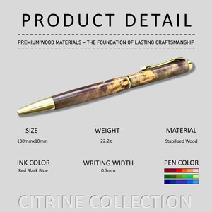 Citrine Collection Luxury Twist Bolígrafo Estabilizado Madera y Resina Regalo ejecutivo único Bolígrafo promocional - Product Image 2