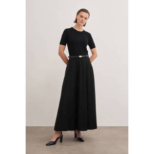 กระโปรงสั้นเอวธรรมชาติผ้ายืดพร้อมเข็มขัด ทรงเอไลน์สวมใส่สบาย - Product Image 1