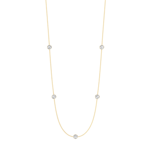 สร้อยคอเพชรสีขาว/เหลืองทองสำหรับผู้หญิงสร้อยคอเพชร14K พร้อมสายโซ่เทียบสี1.05cts สำหรับงานแต่งงาน - Product Image 1