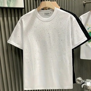 Nouveau luxe hommes demi-manches T-Shirt chaud diamant imprimé col rond 100% coton haut de gamme décontracté été hauts - Product Image 2