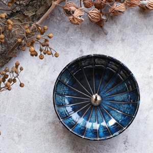 Porta Incienso de Cerámica Loto Azul Marino Oscuro - Product Image 2