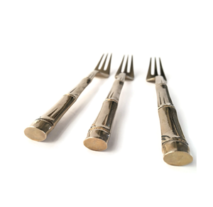 Cuillère en laiton manche en bambou couverts en laiton de haute qualité ensemble de vaisselle prix bon marché ensemble de couverts manche en bambou couverts - Product Image 2