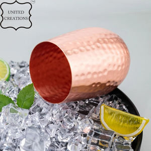 Conception martelée cuivre menthe Julep tasse en céramique polie pour boire élégant et avantages pour la santé ayurvédique - Product Image 6