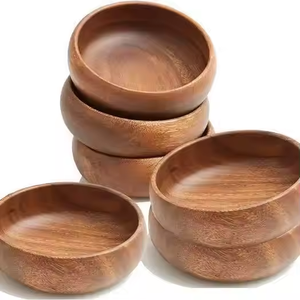 Cuenco de madera de forma redonda sólida respetuosa con el medio ambiente para ensalada, frutas, sopa, arroz, cocina de madera corpulenta, decoración del hogar con artesanías de media luna - Product Image 2