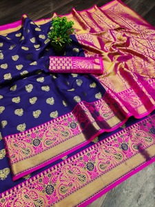 คอลเลกชันออกแบบ Pattu Saree บริสุทธิ์พร้อมบล็อกพิมพ์เสื้อผ้าอินเดียสำหรับสุภาพสตรีสำหรับงานแต่งงานและโอกาสพิเศษ - Product Image 6