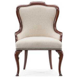 Silla de Comedor Estilo Luis XV, Silla Tapizada con Brazos de Madera Sólida para Sala de Estar u Hotel - Product Image 1