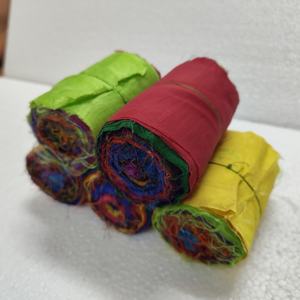 ม้วนริบบิ้นผ้าไหมลายส่าหรีหลากสีสดใสสำหรับทำมือและถักแบบสร้างสรรค์ตามสั่ง - Product Image 1