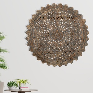 Tenture murale en bois faite à la main Art déco Design ornement pour anniversaire Diwali anniversaire-élégante décoration murale lavable - Product Image 1