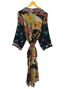 เสื้อคลุมอาบน้ำผ้าไหมส่าหรีสไตล์วินเทจชุดคลุมส่าหรีสำหรับปาร์ตี้ชายหาดผ้านุ่มงานแฮนด์เมดชุดกิโมโนผ้าไหมอินเดียสำหรับฤดูร้อน - Product Image 2