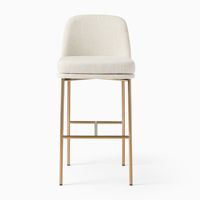 Tabourets de bar modernes Jerry pour l'intérieur, avec structure en bois et revêtement en tissu, design écologique réglable, finition or crème