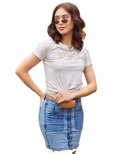 กระโปรงยีนส์ผู้หญิงขายส่ง ทรงครอป มีกระเป๋า ดีไซน์ทันสมัย สไตล์ลำลอง ผ้าฝ้ายผสมสแปนเด็กซ์ เนื้อผ้านุ่ม พิมพ์ลายตกแต่ง - Product Image 3