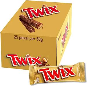 Barres de chocolat au lait Twix de qualité supérieure 50g - Twix, boîte de 25 barres de 50g, origine italienne, en vente - Product Image 3