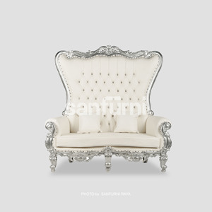 Throne-sofá de madera maciza de caoba, 2 asientos, madera maciza, Mindi Sonokeling, roble de abedul, ceniza de haya, decoración de boda de lujo, precio barato, Indonesia - Product Image 4