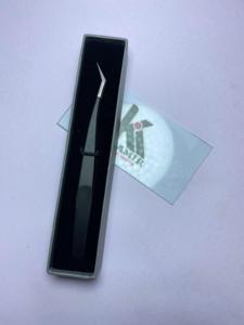 Pince à épiler d'extension de cils de volume de pointe de fibre noire mate antistatique de vente en gros avec la boîte faite à notre dextérité - Product Image 5