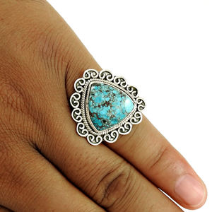 Bijoux en argent sterling 925 faits à la main en vrac en gros bague fine bohème en gros turquoise pierre précieuse fabricant indien fournisseur - Product Image 2