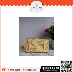 Compra monedero rígido Dorado de la más alta calidad con diseño de diseñador y monedero dorado ostentoso para fiestas de moda con correas decorativas - Product Image 6