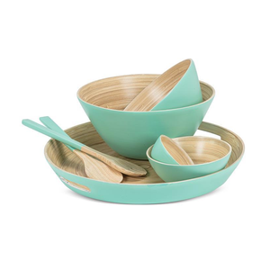 Ensemble de saladiers en bambou filé en gros avec plateau et serveurs à salade, vaisselle artisanale pour recevoir des invités en provenance du Vietnam - Product Image 3