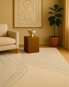 พรมขนสัตว์ลายดอกไม้ทำมือ ซักได้ เป็นมิตรกับสิ่งแวดล้อม เหมาะสำหรับห้องนั่งเล่น ห้องนอน โรงแรม และบ้านสมัยใหม่ - Product Image 1