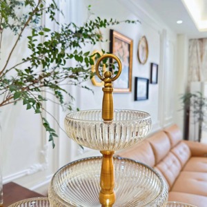 Cuenco decorativo de diseñador de lujo con soporte de Metal, bandeja de centro de mesa elegante, acento de Mesa para el hogar, sala de estar, decoración de eventos - Product Image 3