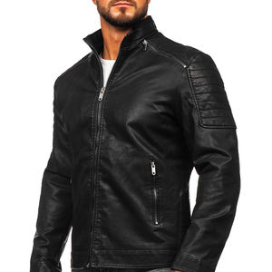 เสื้อแจ็กเก็ตหนังสำหรับผู้ชายเสื้อแจ็คเก็ตหนังสไตล์สตรีทแขน100% - Product Image 3