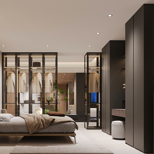 Nueva Colección Inspirada en el Estilo <span class=keywords><strong>Poliform</strong></span>, Muebles de Guardarropa Personalizados de Lujo con Sistema Abierto, Elegancia Oscura, para Casa o Villa - Product Image 2