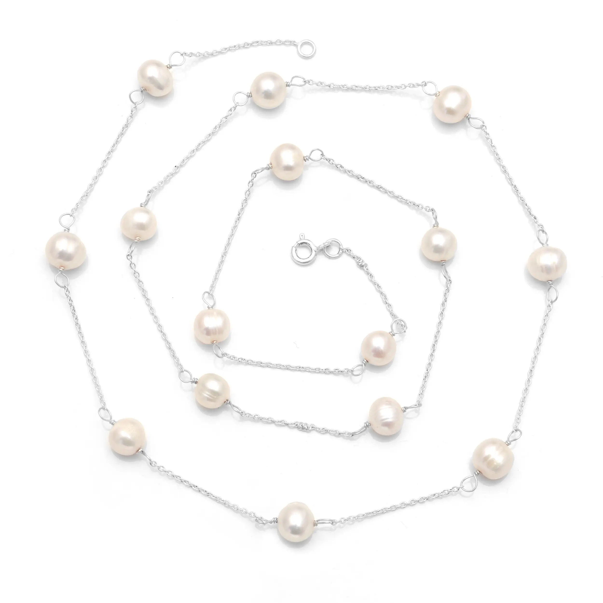 Collar de perlas redondas de crema blanca de agua dulce Real Natural, joyería fina de Plata de Ley 925, lo último para mujeres y niñas 2024 Comprar ahora
