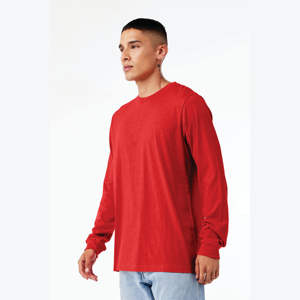 <b>Red</b> Heather <b>Long</b> <b>Sleeve</b> Tee: Superior Blend of 52% Airlume Combed Cotton & 48% Poly - Product Image 2