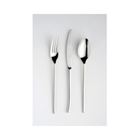 Ensemble de couverts en acier inoxydable plaqué argent, design vintage, style italien, épais, moderne, fourchette à salade à manche plat, finition miroir