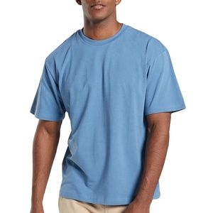 Custom Men's 100% Cotton Regular Fit Solid Casual Drop Shoulder Knitted High Quality Blank T-Shirts Custom Logo <b>Design</b> - Product Image 1