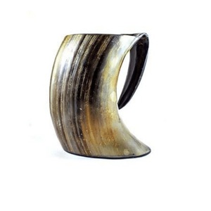 แก้วมักใส่เบียร์สไตล์ Viking Tankard ทำด้วยมือแก้วมักลายฮอร์นธรรมชาติกันน้ำดีไซน์ใหม่จากผู้ผลิตอินเดีย - Product Image 1