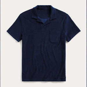 Polo informal personalizado de alta calidad para hombre recién llegado tejido de punto de manga corta sólido azul claro suministro ODM - Product Image 2