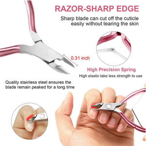 Pinza para cutículas de media mandíbula de primera calidad, recortador duradero de acero inoxidable para el cuidado de las uñas, uñas gruesas, hoja recta plana, punta afilada - Product Image 3