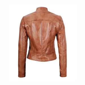 Chaqueta Casual de Piel de Oveja Genuina para Mujer, de Primera Calidad, Transpirable, con Cierre, Ecológica, Resistente al Viento, Forro de Algodón y Viscosa - Product Image 2