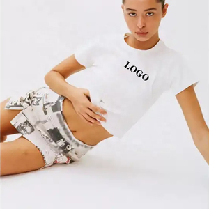 Camiseta corta personalizada de verano para bebé 2024, camiseta Sexy fina en blanco para mujer, camiseta lisa de algodón 100% transpirable de alta calidad - Product Image 4