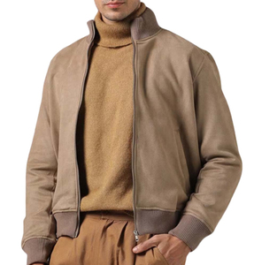 Custom Logo Front <b>Men's</b> Outdoor Winter Bomber <b>Jacket</b> Stand Collar Solid Color Breathable Polyester/Nylon OEM Service High - Product Image 1