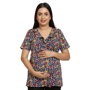 Robe de maternité décontractée à col en V magnifiquement conçue multicolore pour les femmes enceintes qui allaitent. - Product Image 2